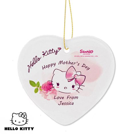 Personalised Hello Kitty Pink Blush Ceramic Heart Decoration £9.99